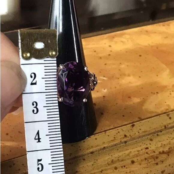 Natural African Amethyst Sterling Silver Cocktail Ring Size 9 - Picture 3 of 9